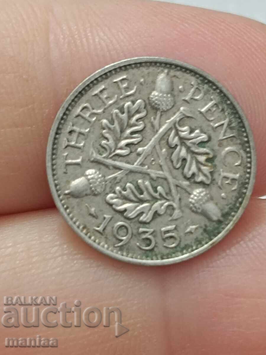 3 пенса 1935 г Сребро !