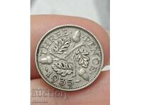 3 пенса 1935 г Сребро !