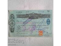 1931 England Bon, Bank Cheque, Commercial Cheque London, 1931