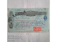 1931 England Bon, Bank Cheque, Commercial Cheque London, 1931