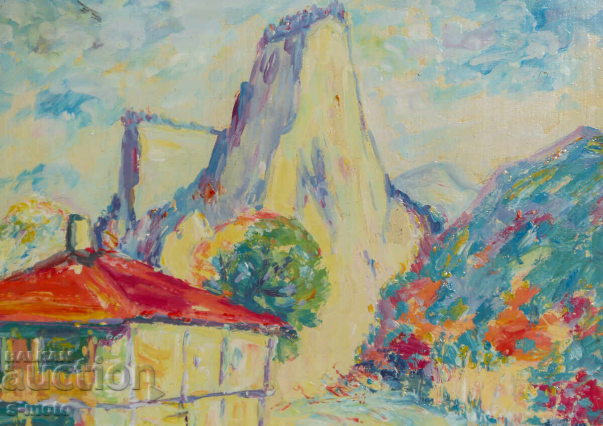 Παράδοση Έργο ζωγραφικής με λάδι, ορεινό τοπίο Παράδοση Έργο ζωγραφικής με λάδι, ορεινό τοπίο