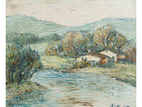 Oil painting, rural landscape