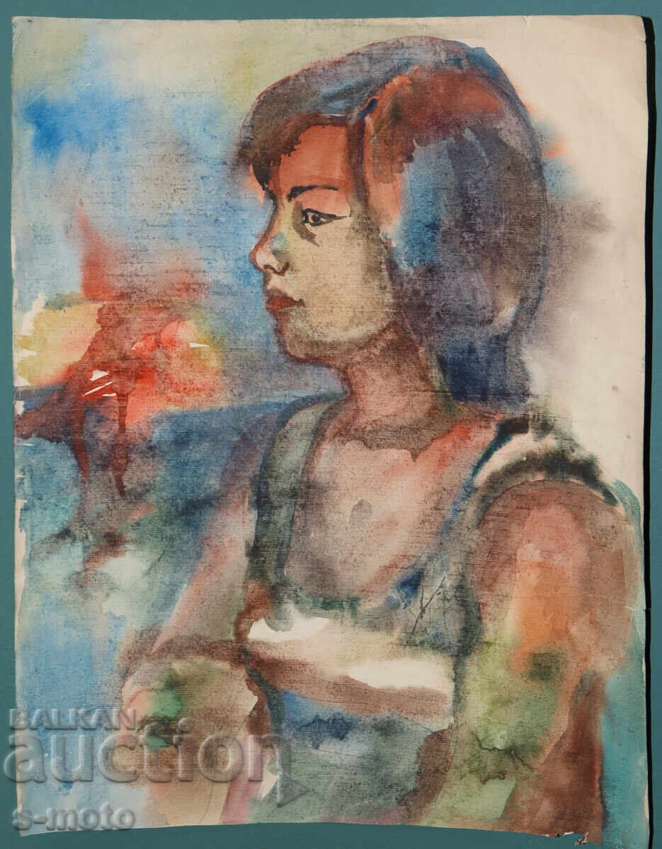 Έργο τέχνης ακουαρέλα πορτρέτο γυναίκας με τιμή € 100.00 | 195.58 BGN