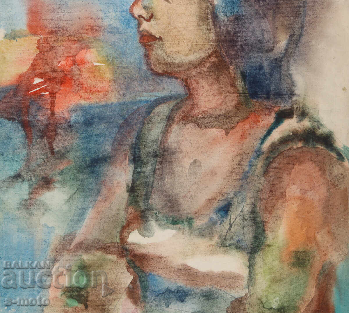 Έργο τέχνης ακουαρέλα πορτρέτο γυναίκας - 5