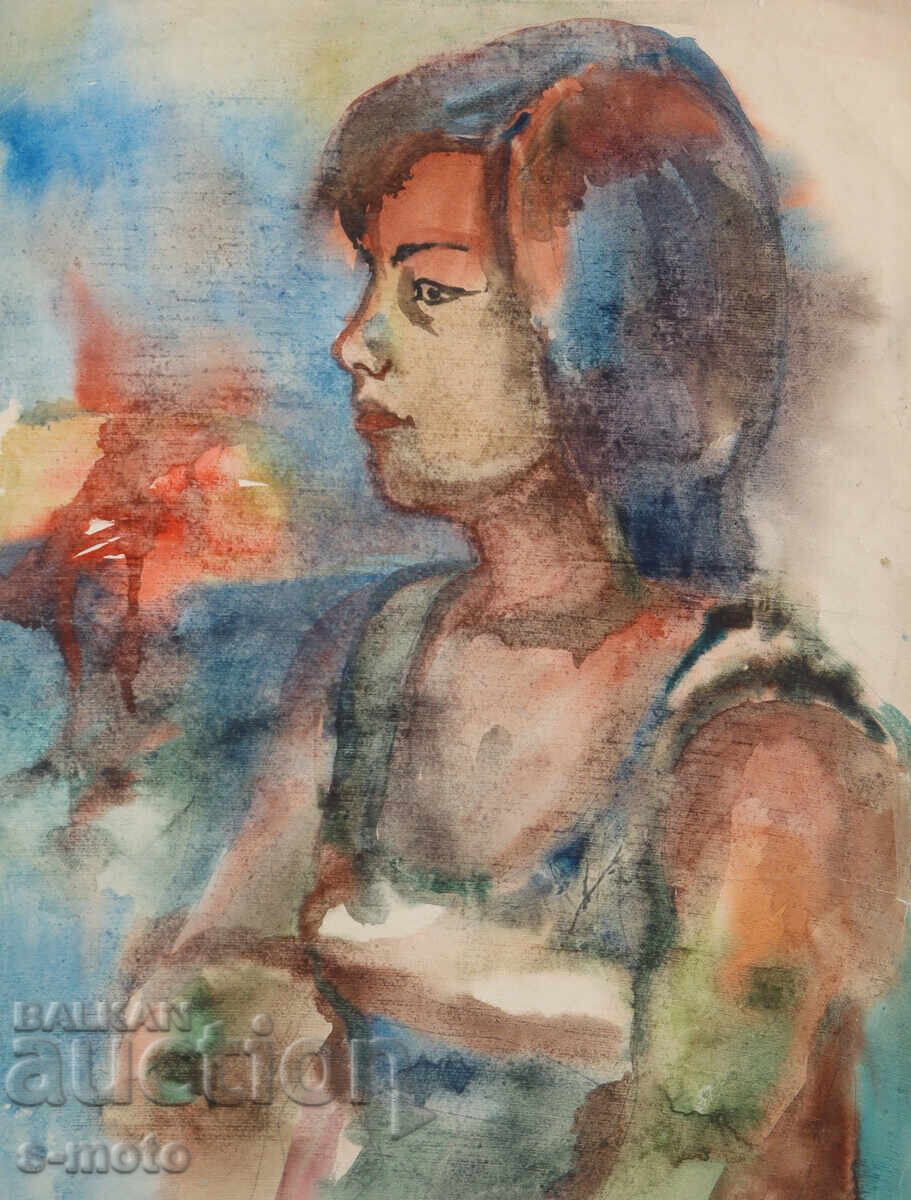 Tablou acuarelă portret de femeie