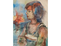 Watercolor painting portrait of a woman