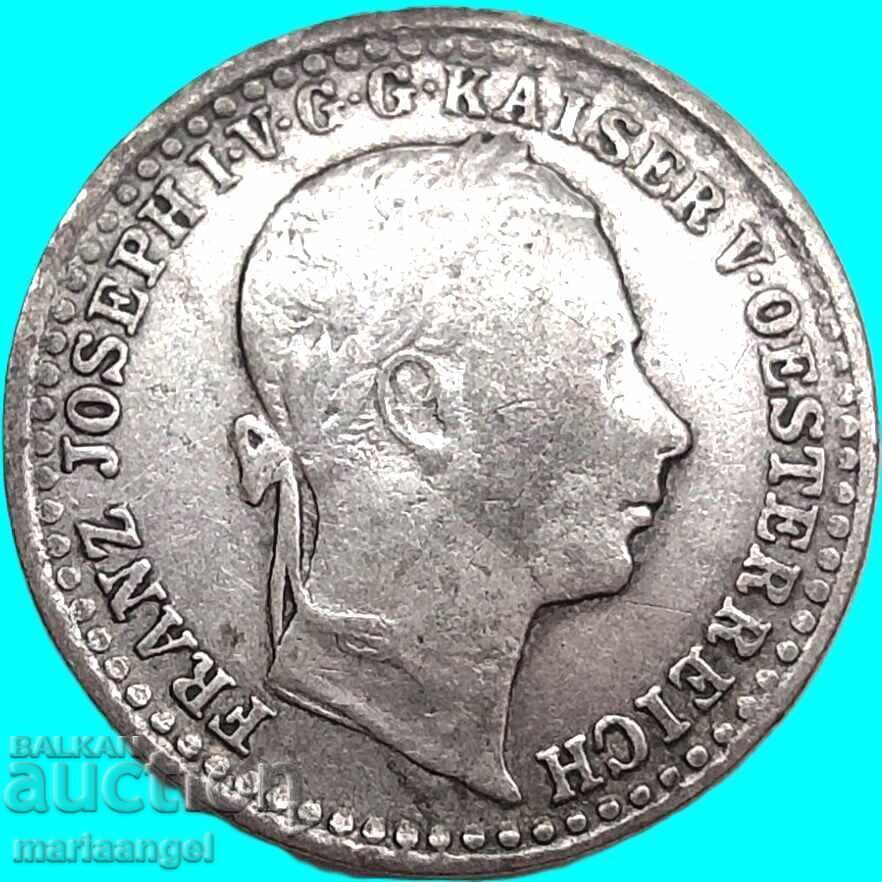 Livrarea 5 Kreuzers 1859 Austria pentru Italia M - argint Milano - rar