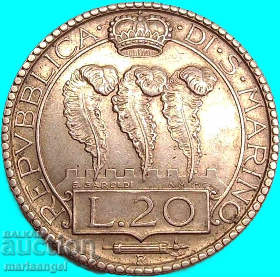 20 San Marino Lira 1932 15g 800 Silver with price € 120.00 | 234.70 BGN