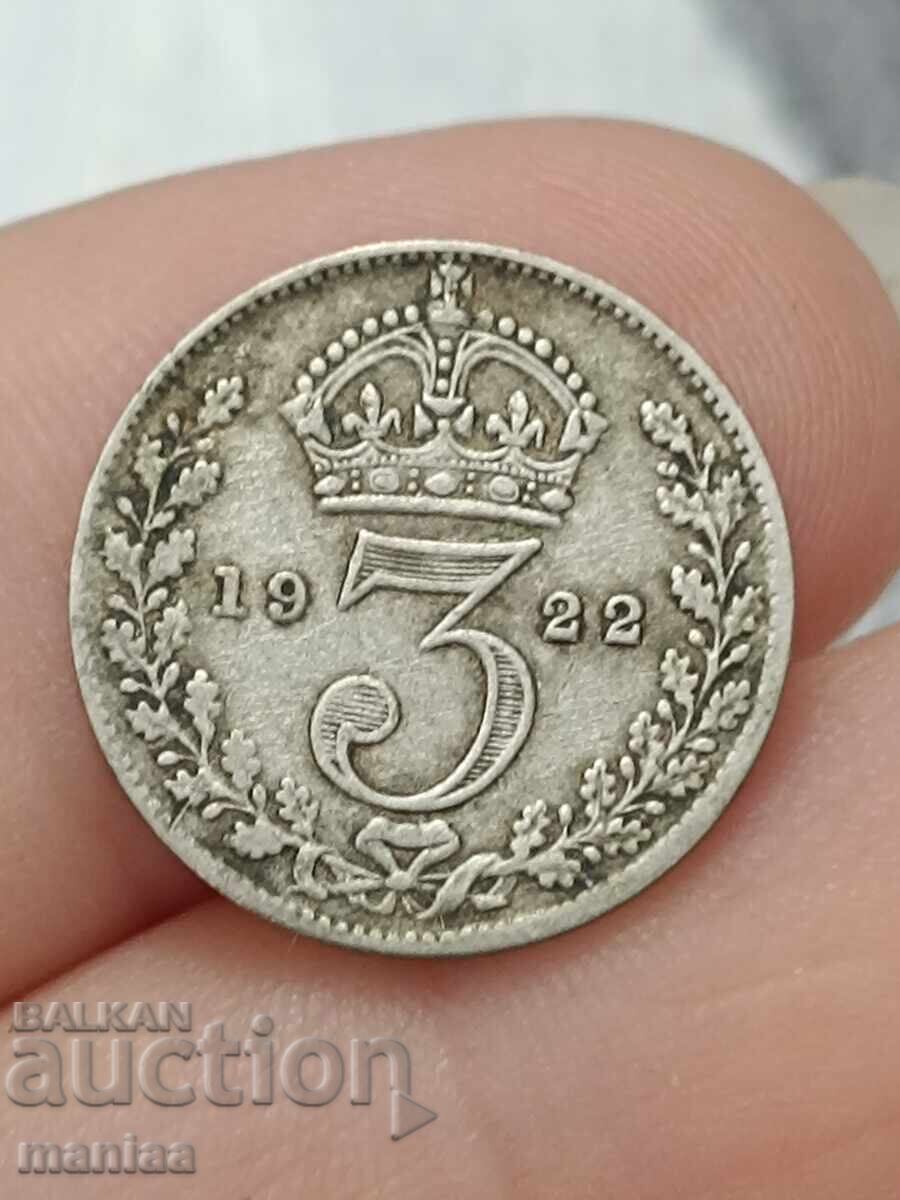 3 pence 1922 Argint! cu preț € 8.00 | 15.65 BGN 3 pence 1922 Argint! cu preț € 8.00 | 15.65 BGN