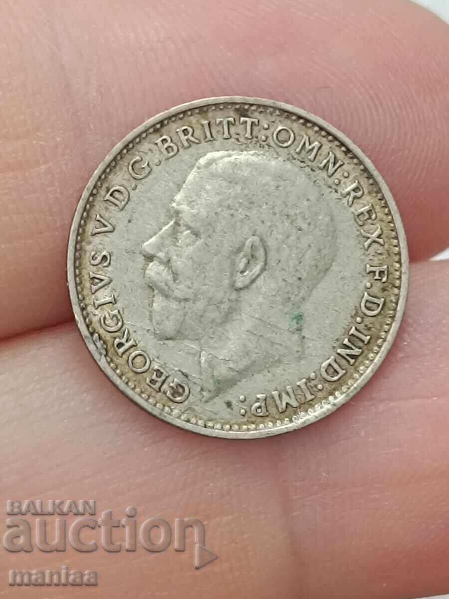 Доставка на 3 пенса 1922 г Сребро !