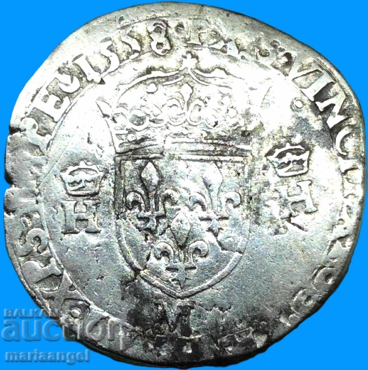Γαλλία Teston Henri II Toulouse 9,34g ασήμι - σπάνιο! - 6