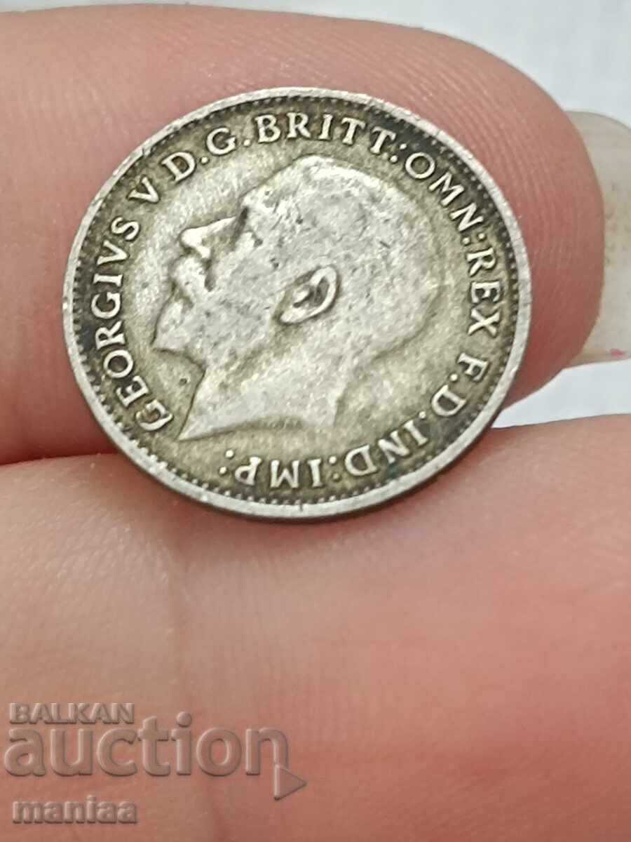 Livrarea 3 pence 1922 Argint! Livrarea 3 pence 1922 Argint!