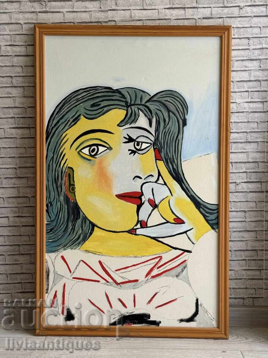 Голяма декоративна картина, вдъхновена от стила на Пикасо