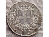 5 Lire Argint Italia 1875