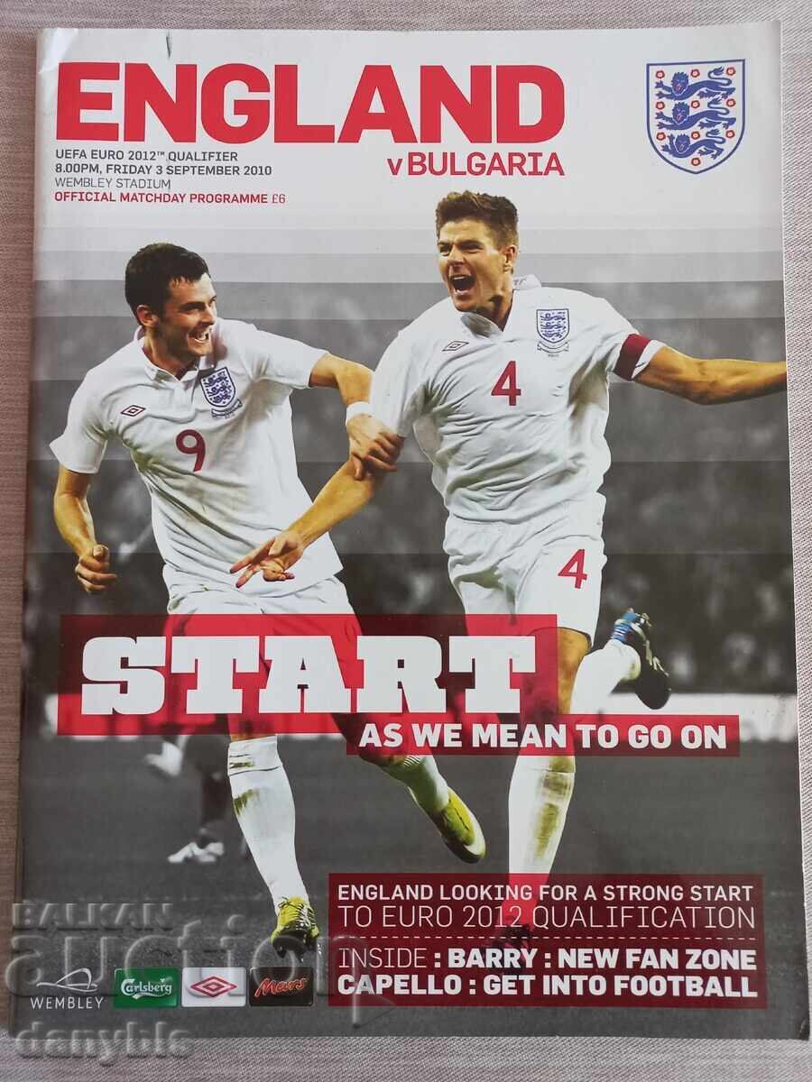 Football Programme England - Bulgaria 2010