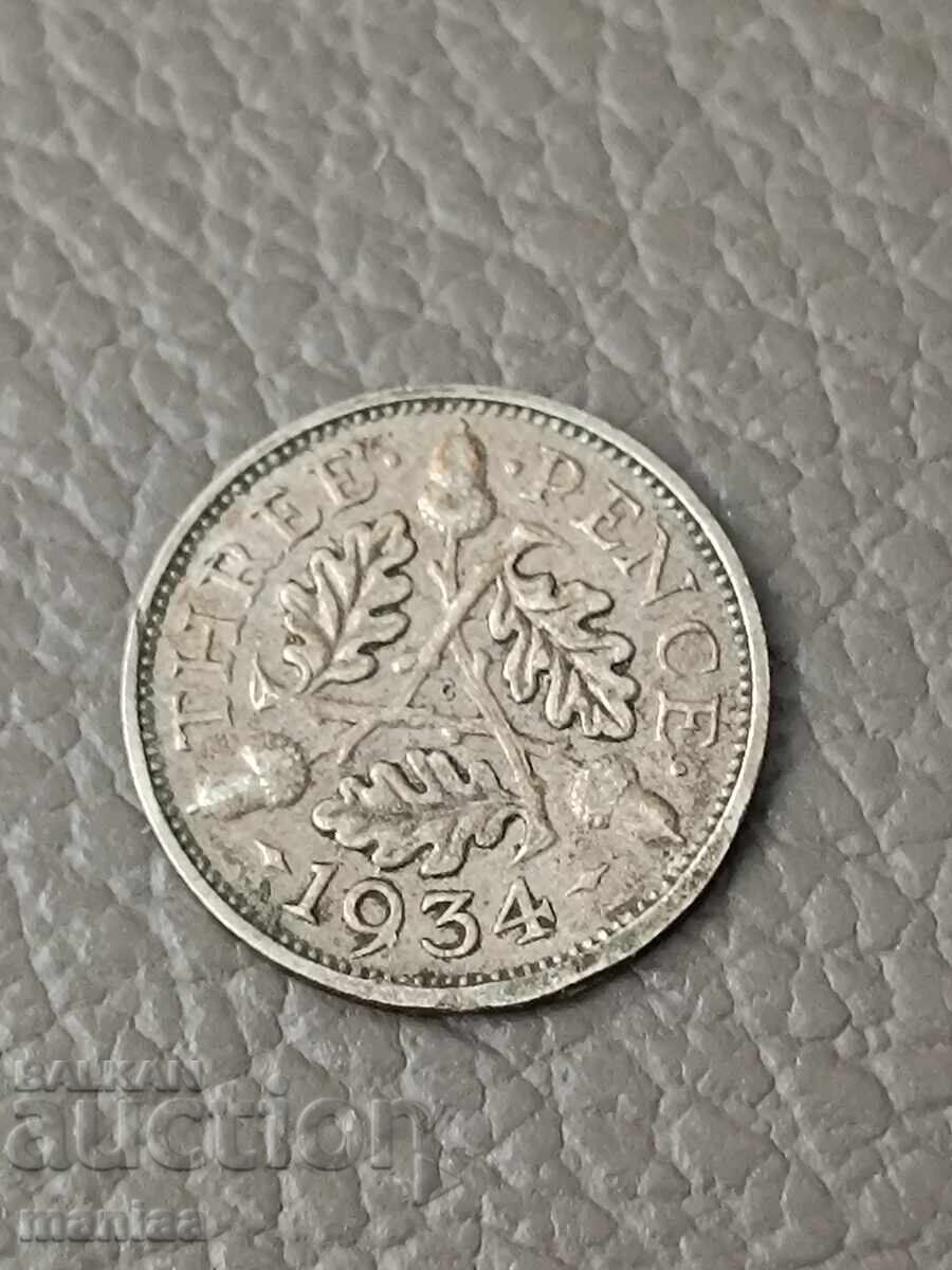 3 Pence 1934 Silver! with price € 9.00 | 17.60 BGN