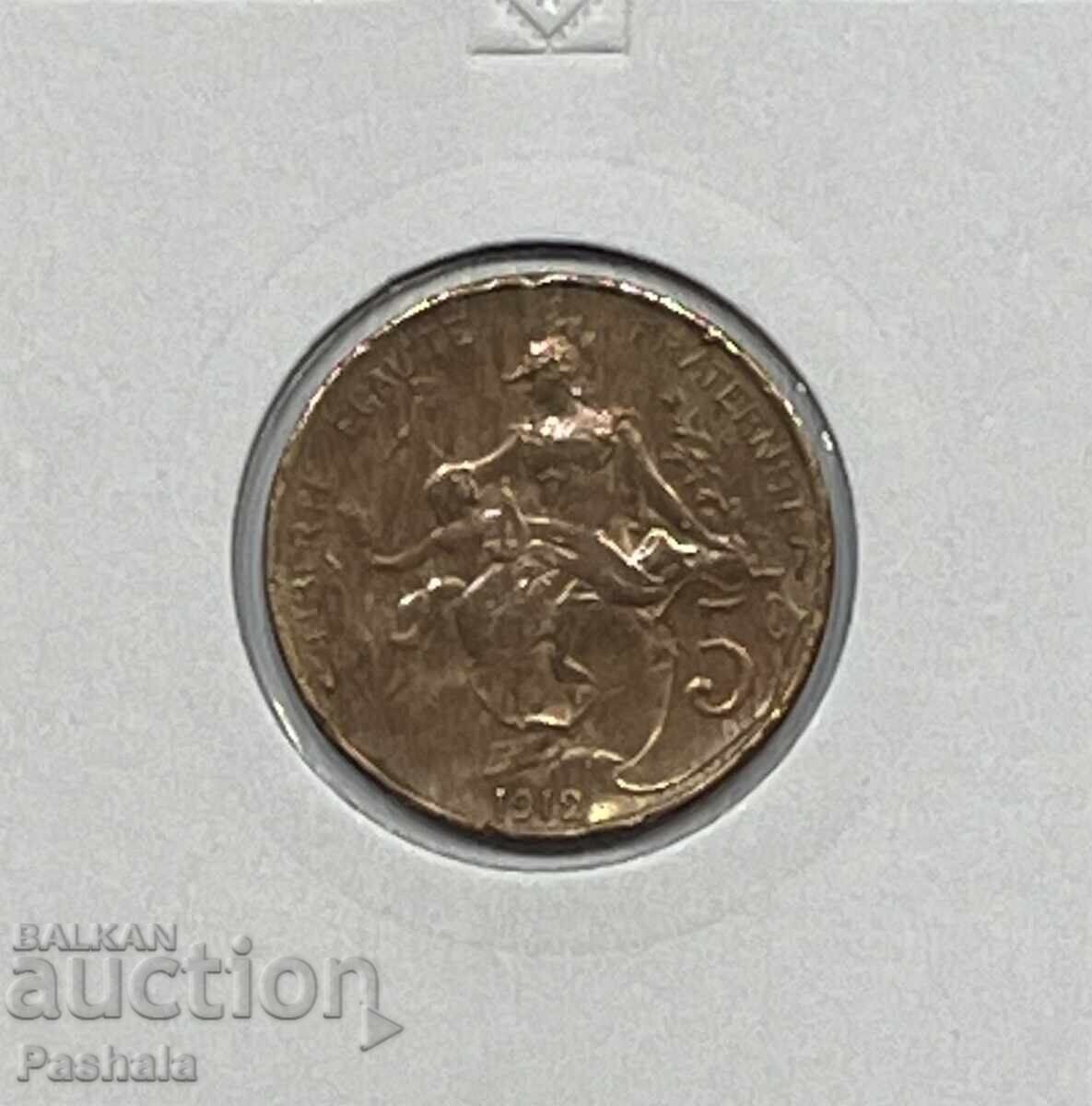 Franța 5 centime 1912 Franța 5 centime 1912