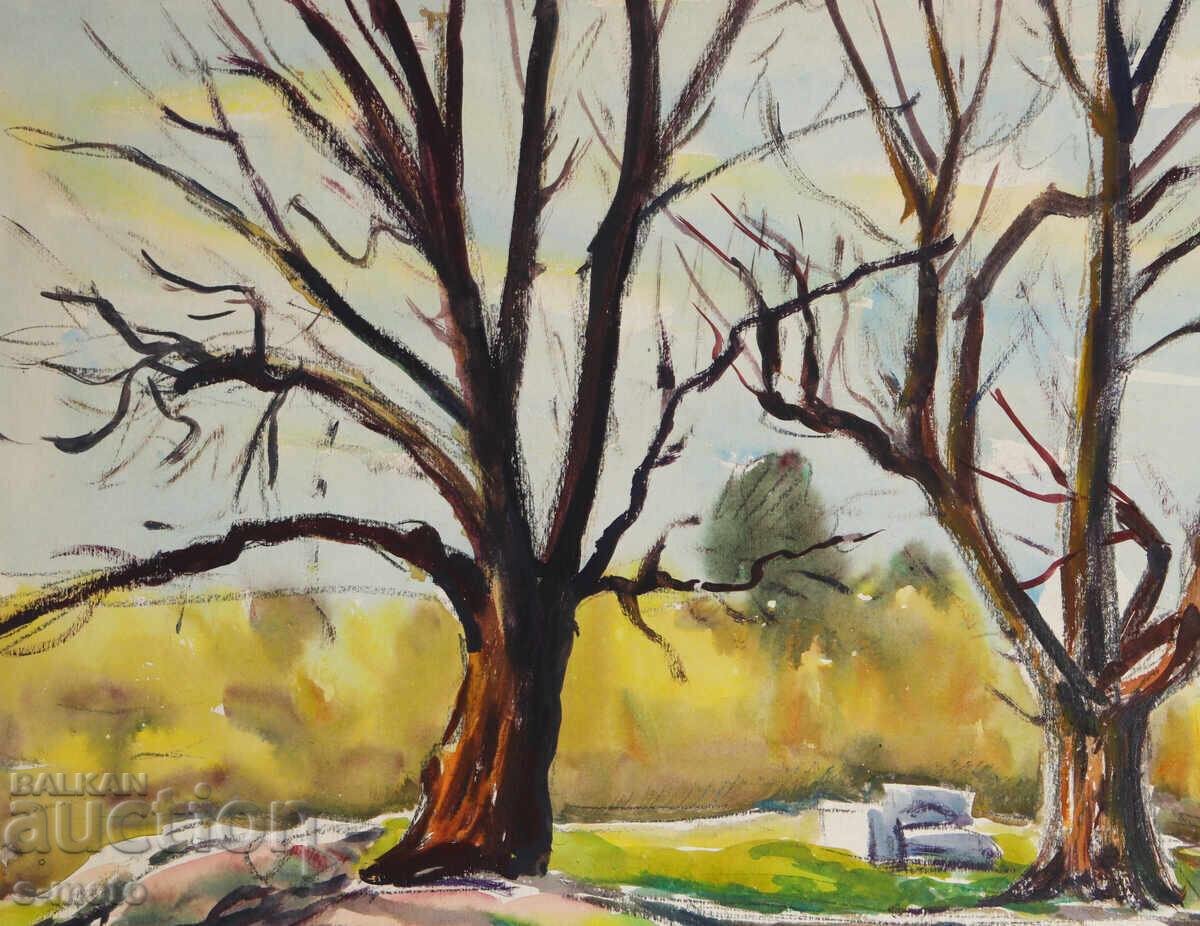 Παράδοση Παλιός πίνακας ακουαρέλα τοπίο Παράδοση Παλιός πίνακας ακουαρέλα τοπίο