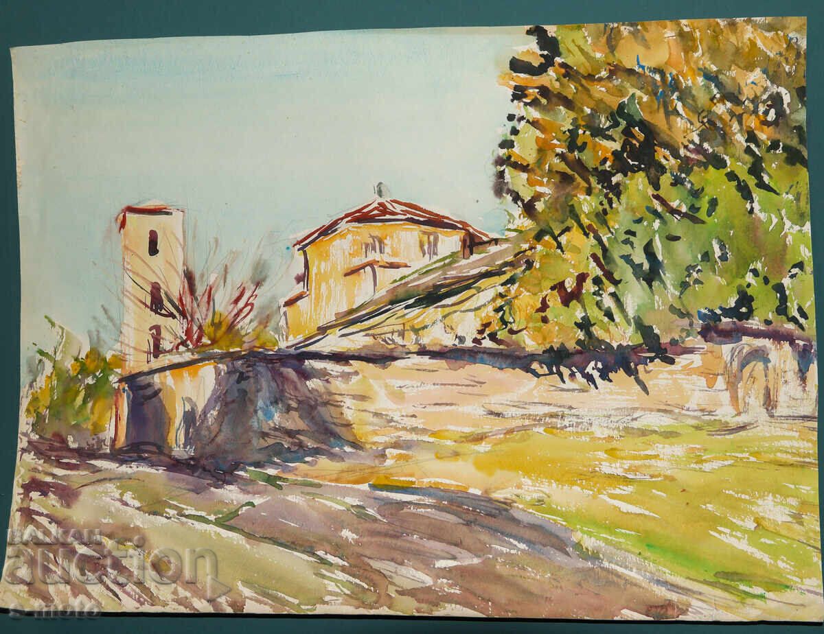 Pictură veche acuarelă peisaj cu preț € 100.00 | 195.58 BGN