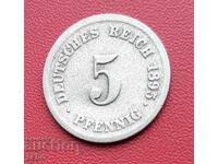 Германия-5 пфенига 1895 G-Карлсруе-малък тираж и рядка
