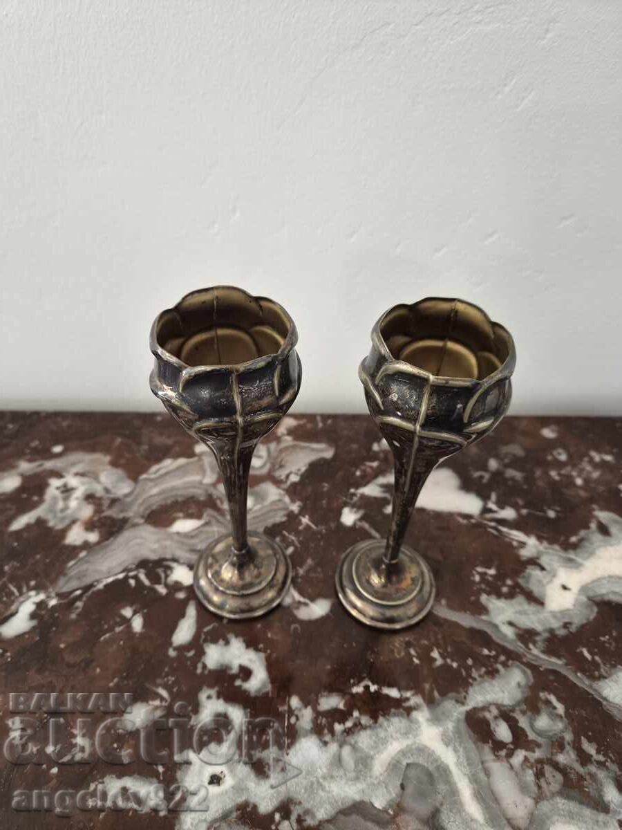 Licitație Căni metalice englezești placate cu argint NS