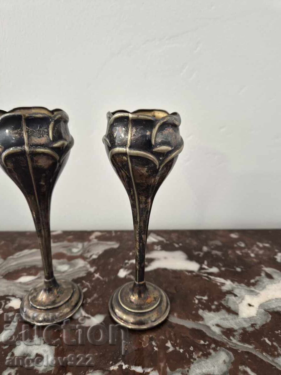 Căni metalice englezești placate cu argint NS - 5