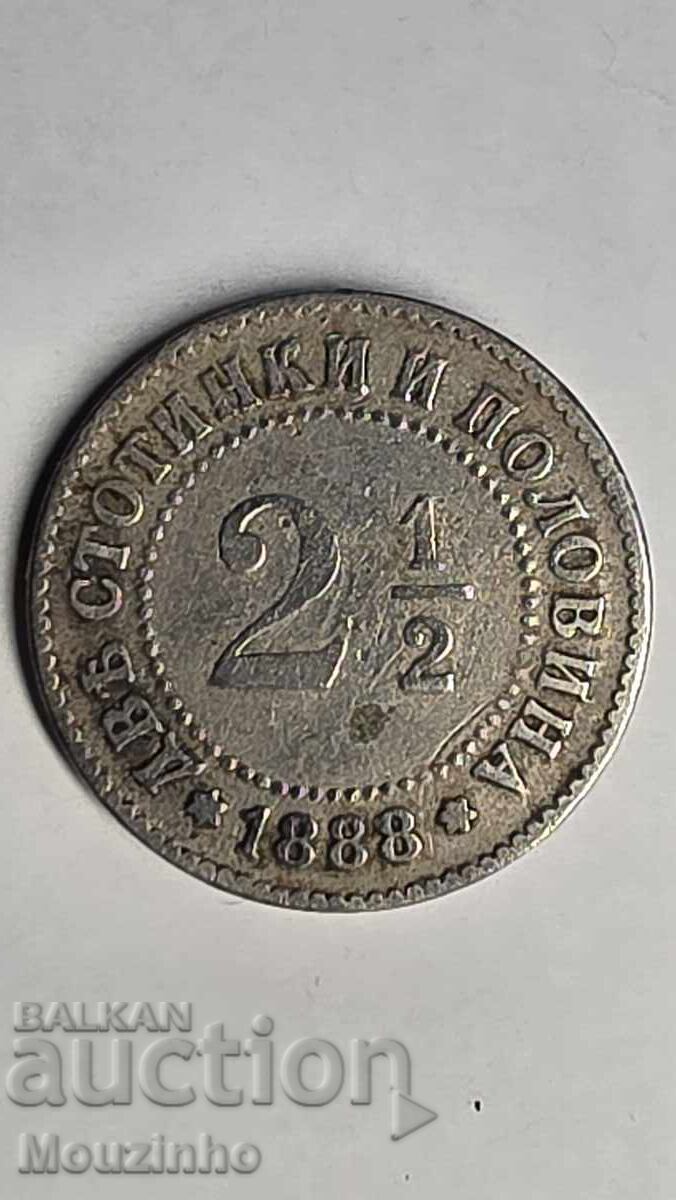 2 şi 1/2 cenţi 1888. Bulgaria