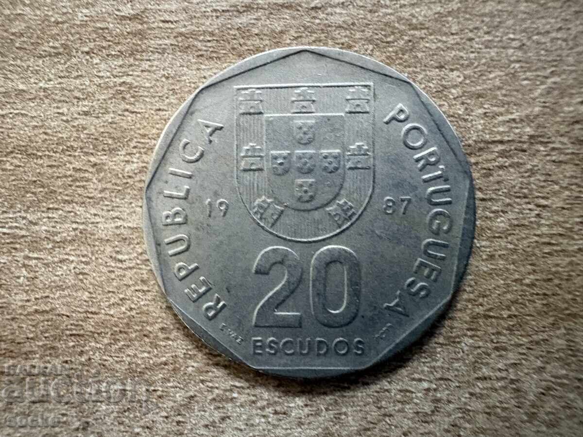Portugalia - 20 escudos (1987)