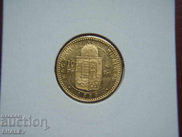 10 francs / 4 forint 1888 Hungary (Унгария) - AU (злато)