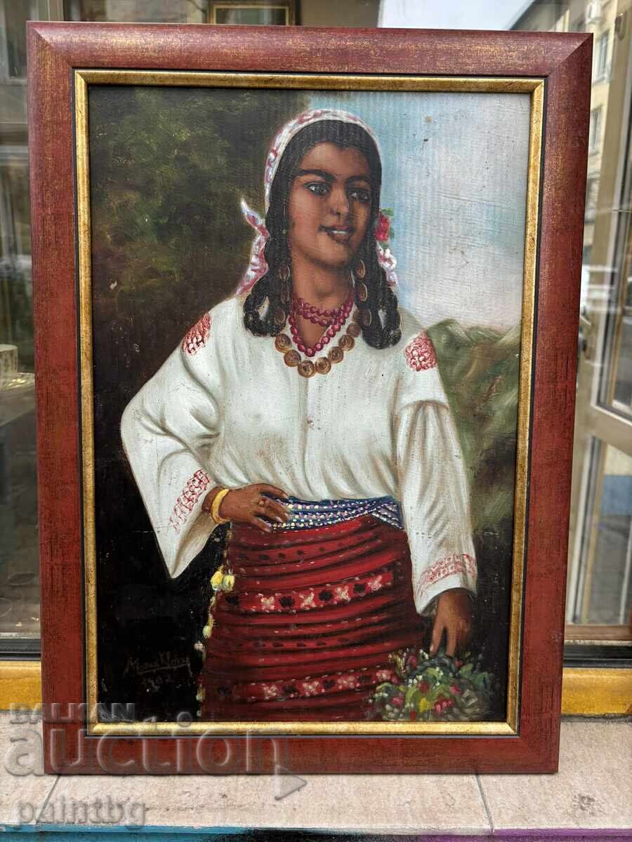 Очарователна картина, масло. Подписана 1908-а година.