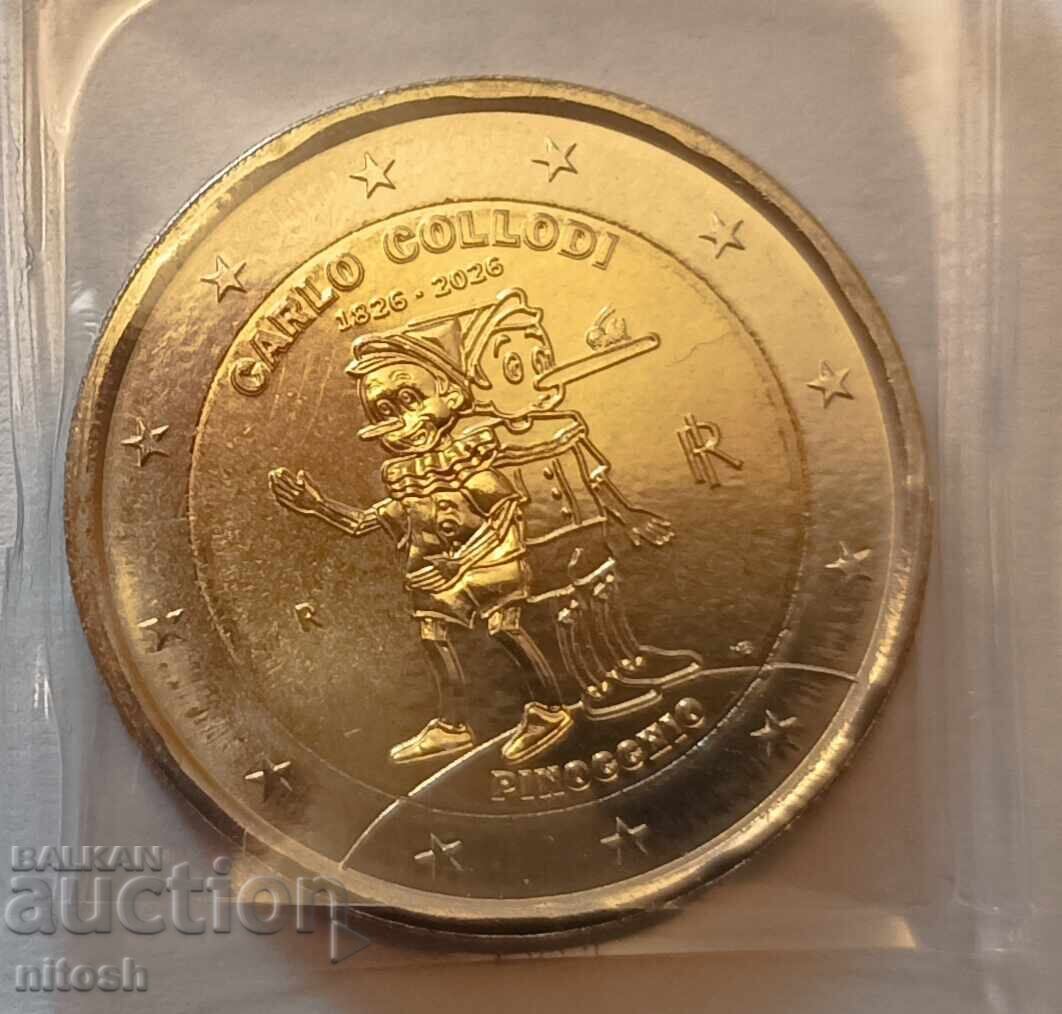 2 ευρώ, Ιταλία, 2026, Κάρλο Κολλόντι 200 χρόνια από τη γέννηση 2 ευρώ, Ιταλία, 2026, Κάρλο Κολλόντι 200 χρόνια από τη γέννηση