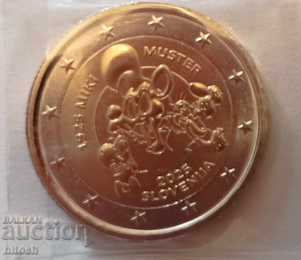 2 euro, Slovenia, Miki Muster 2025 cu preț € 5.00 | 9.78 BGN
