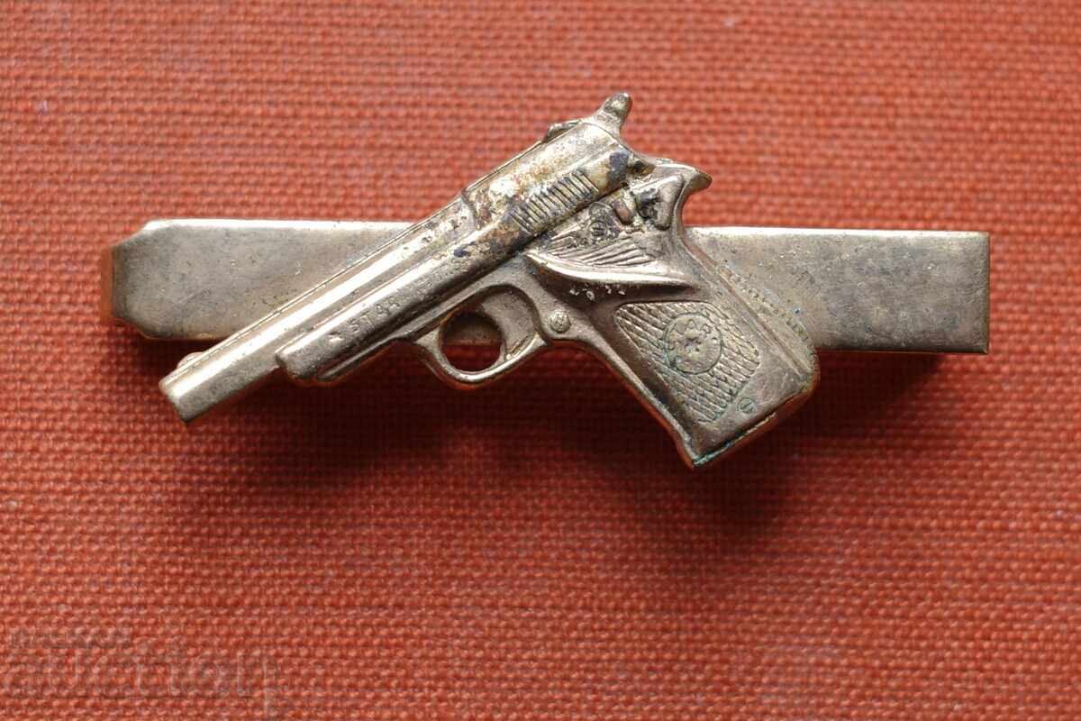 Clips pentru cravată placat cu aur, stil pistol, lungime 44,55 mm