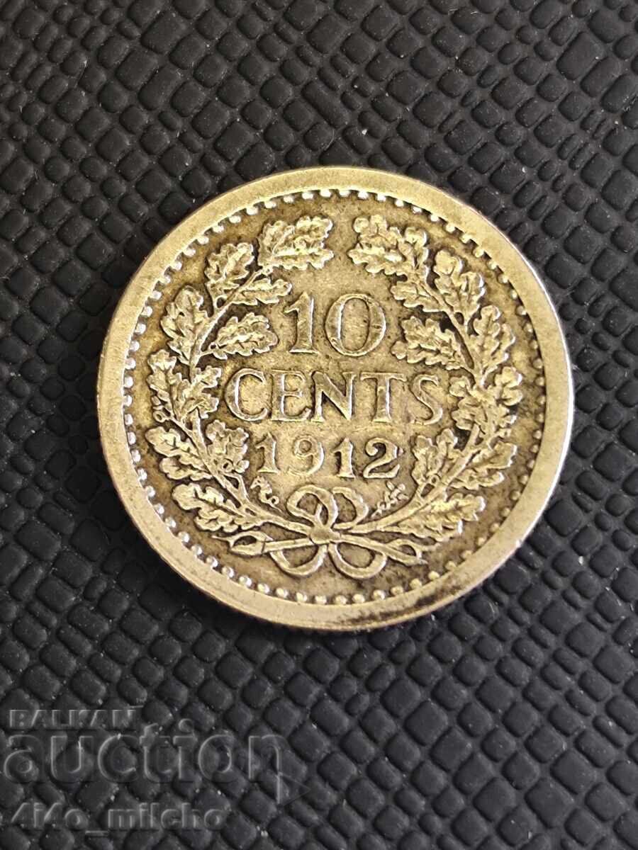 Monedă Extrem de Rară Olanda 10 cenți - Wilhelmina Monedă Extrem de Rară Olanda 10 cenți - Wilhelmina