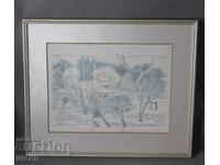 Lyumila Damyanova Drawing Painting lithograph landscape with frame