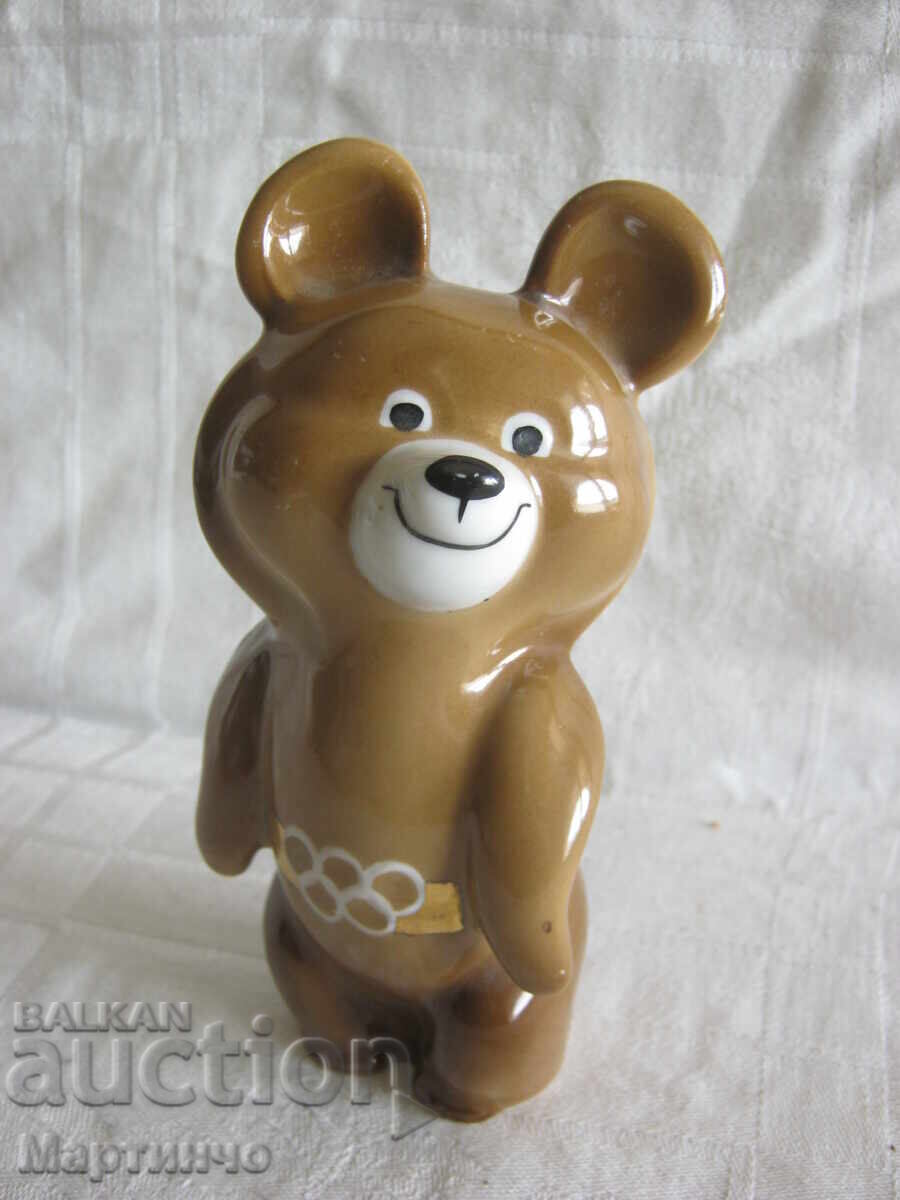 Стара Фигурка Порцелан Олимписка Мечка Миша 1980 Стара Фигурка Порцелан Олимписка Мечка Миша 1980