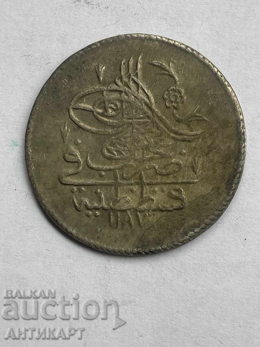 Τουρκικό ασημένιο νόμισμα Αμπντούλ Χαμίτ 1187 1 κουρούς 17,14 γραμμάρια