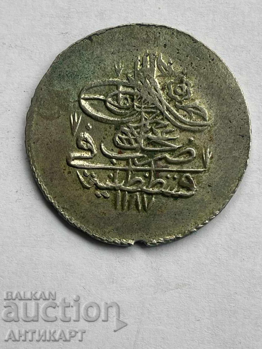 Turkey silver coin Abdul Hamid 1187 1 kurus 17.10 grams