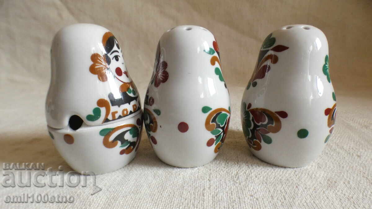 Matryoshka spice set porcelain Verbilki USSR - 7