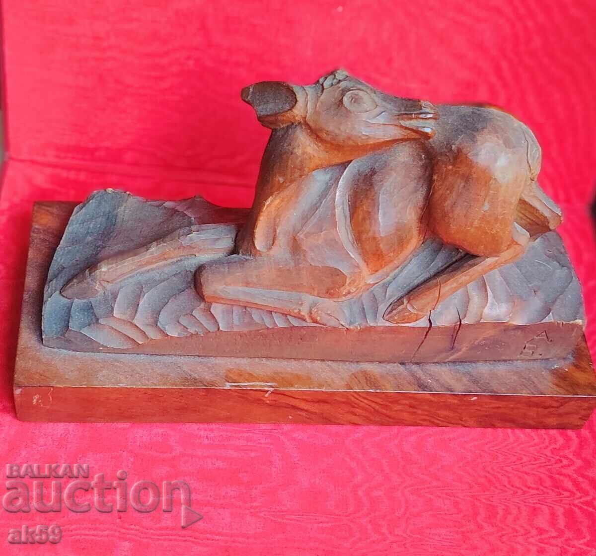 Αυθεντική ξυλόγλυπτη μικρή πλαστική - γλυπτό