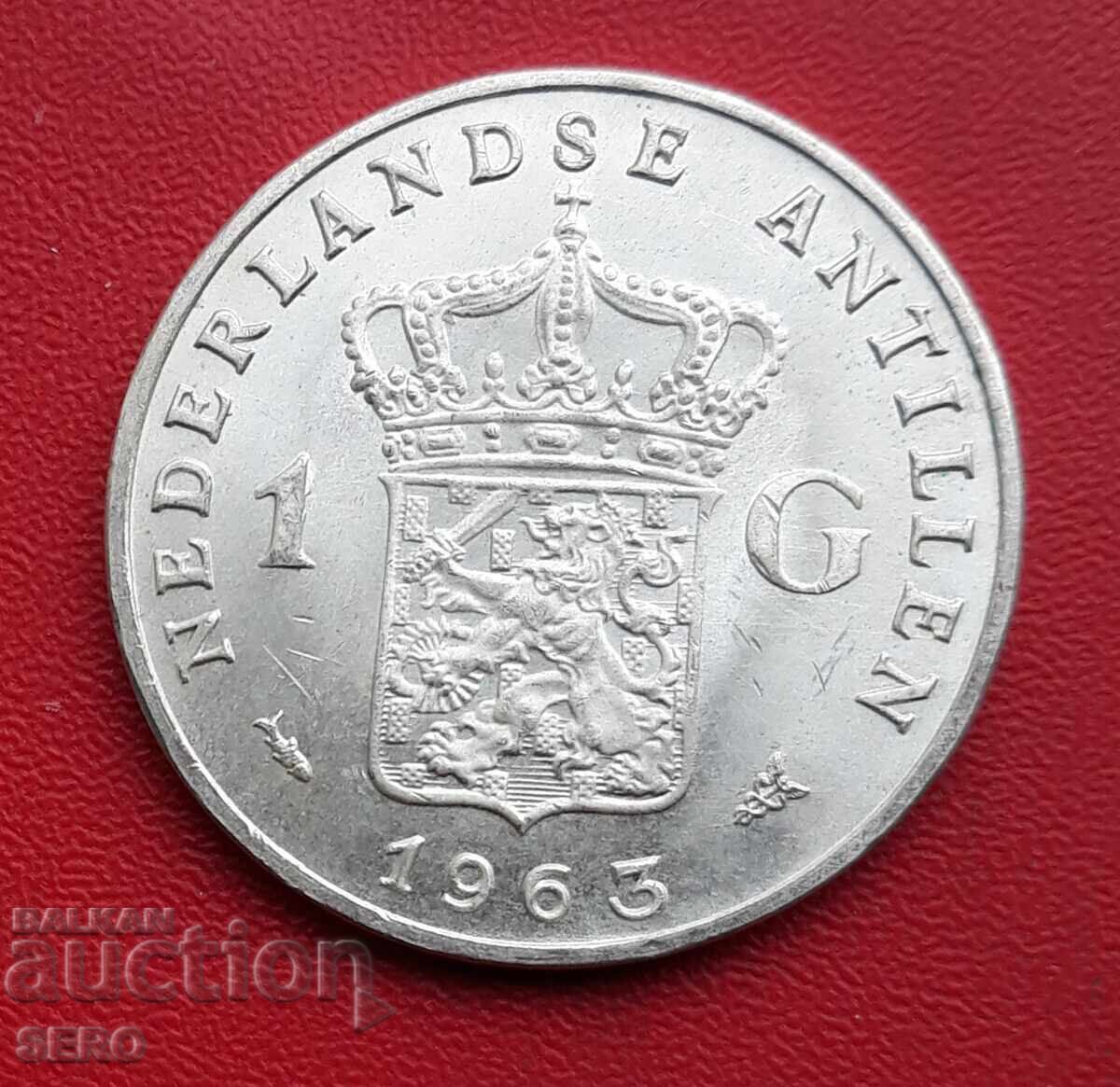 Antilele Olandeze-1 gulden 1963-argint-foarte rară Antilele Olandeze-1 gulden 1963-argint-foarte rară