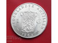 Antilele Olandeze-1 gulden 1963-argint-foarte rară