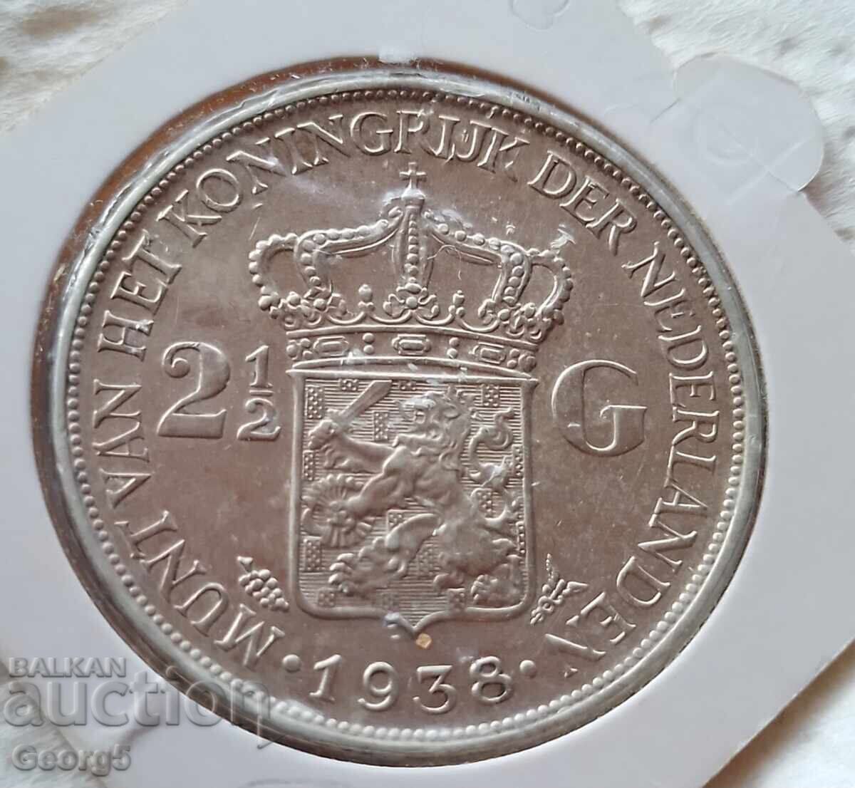 2 1/2 guldeni 1938 - Argint cu preț € 55.00 | 107.57 BGN