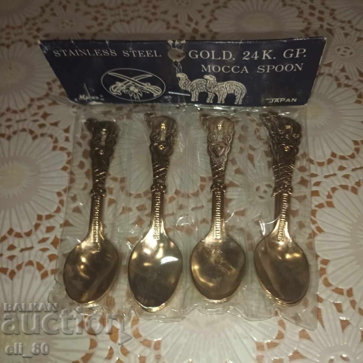 many old gold-plated spoons 8 pieces brand new