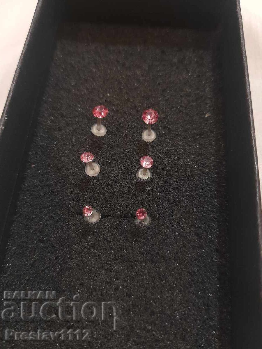 Lot Cercei Piercing cu Zirconii Roz