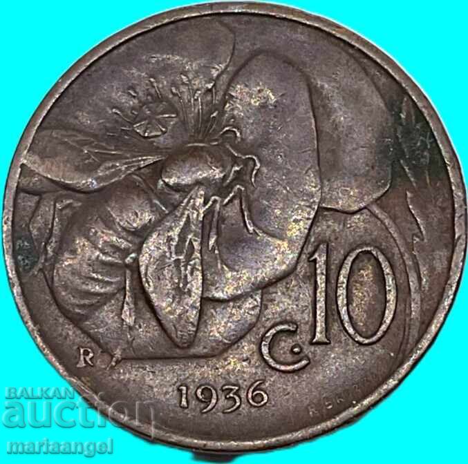 Licitație 10 Centesimi 1936 Italia Roma Albină - an rar Licitație 10 Centesimi 1936 Italia Roma Albină - an rar