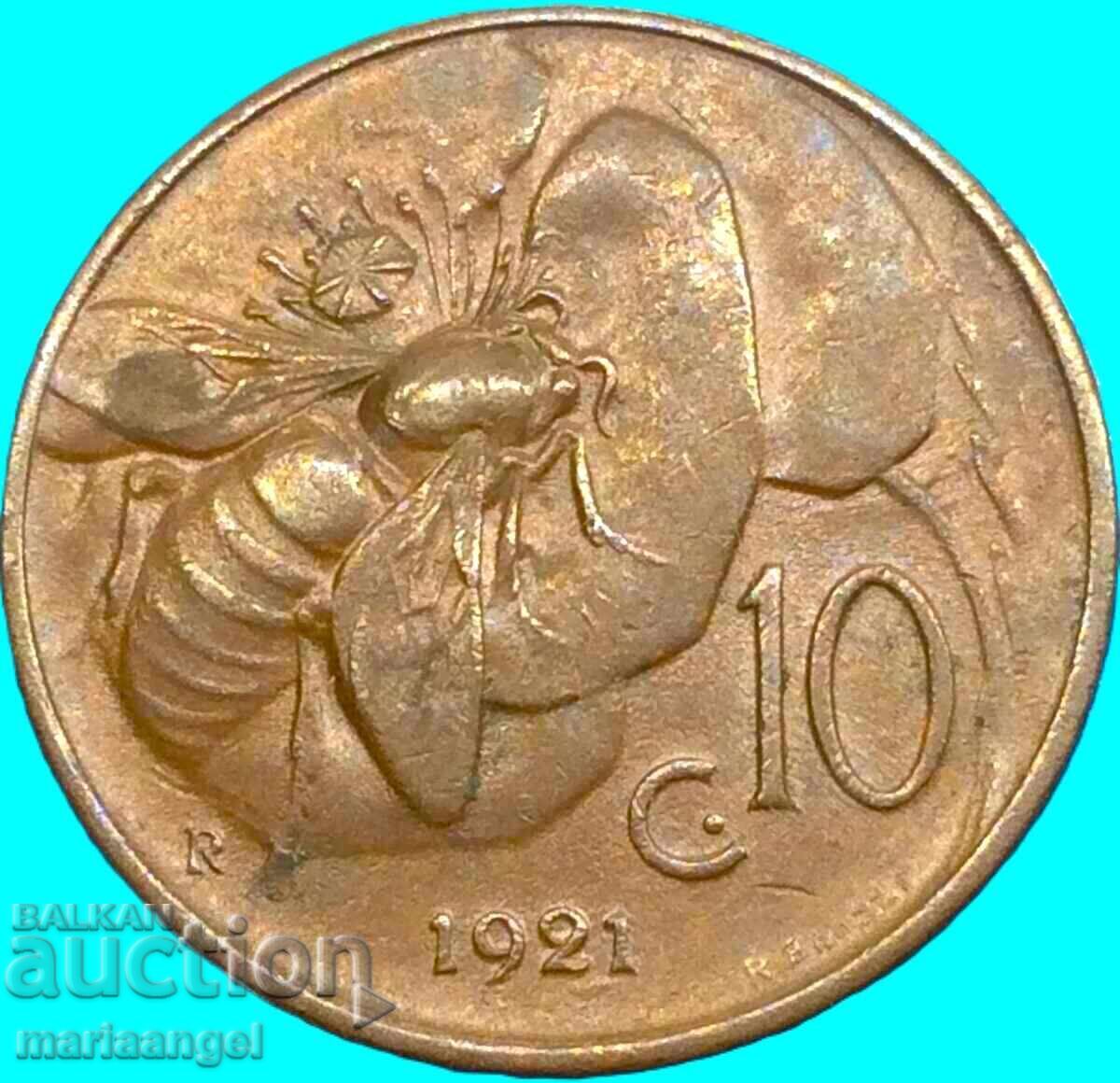 10 Centesimi 1921 Ιταλία Victor Emmanuel - 5