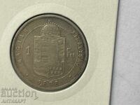 Monedă rară de argint Ungaria 1 forint 1878 excelentă
