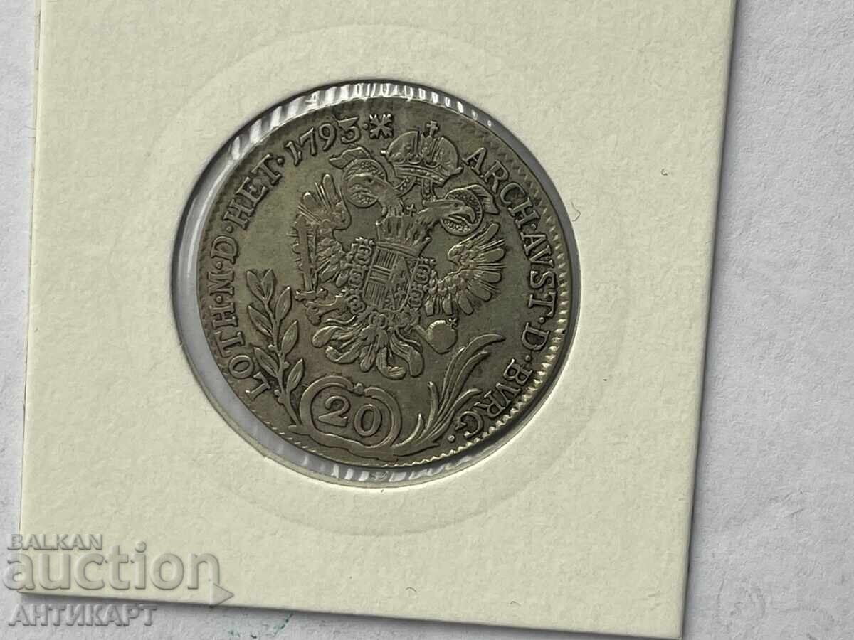 Σπάνιο ασημένιο νόμισμα Αυστρία 20 κρόιτσερ 1793