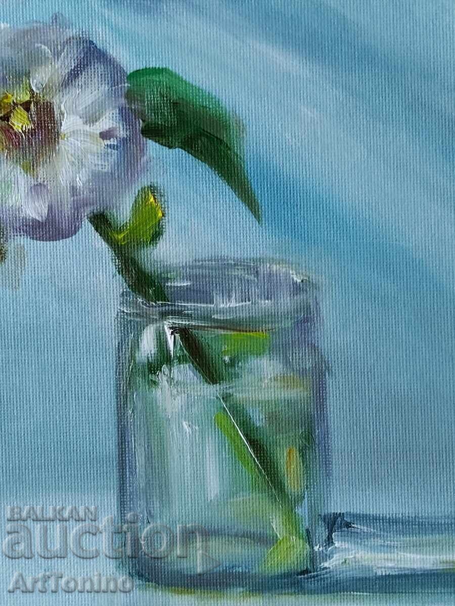 Pictură în ulei - Natură moartă - Nalbă albă - Anton Yordanov - 5